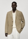Mango Americana lino algodón efecto lavado - Khaki
