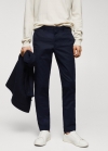 Mango Pantalón chino slim fit sarga - Azul marino oscuro