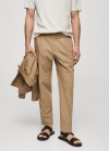Mango Pantalón slim fit 100% algodón - Beige