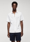 Mango Camisa 100% algodón manga corta mircoestampado - Blanco