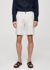 Mango Bermudas slim fit 100% lino - Blanco