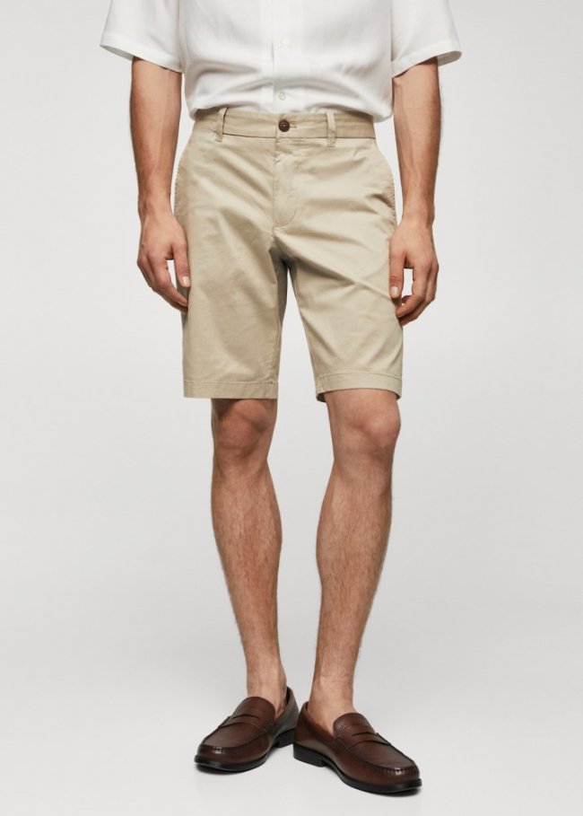 Mango Bermudas slim fit chino algodón - Beige