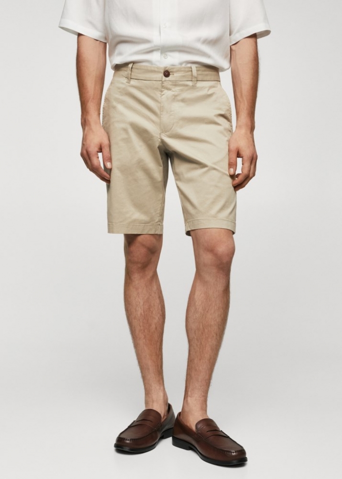 Mango Bermudas slim fit chino algodón - Beige