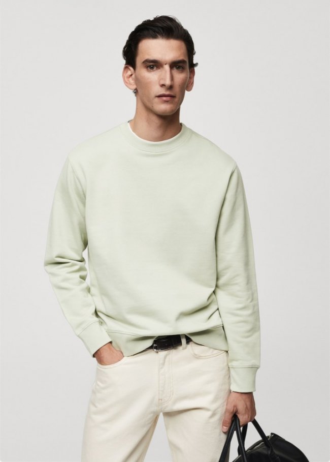 Mango Sudadera básica 100% algodón - Verde pastel