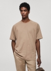 Mango Camiseta algodón relaxed fit - Beige