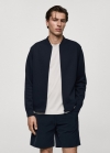 Mango Bomber transpirable estructura - Azul marino oscuro