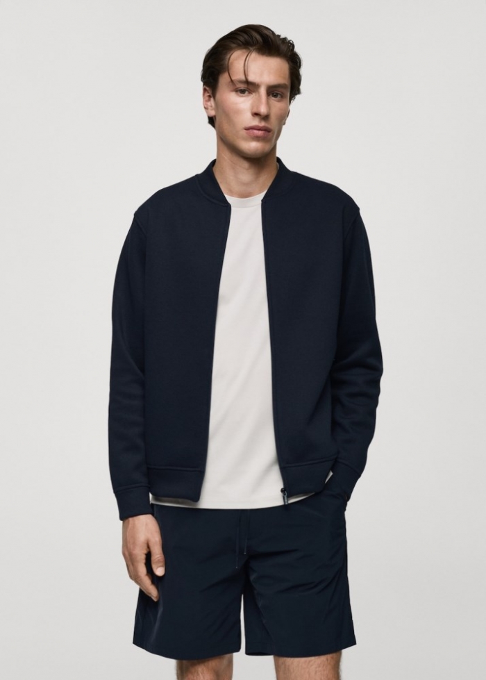 Mango Bomber transpirable estructura - Azul marino oscuro