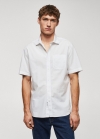 Mango Camisa 100% algodón manga corta mircoestampado - Verde