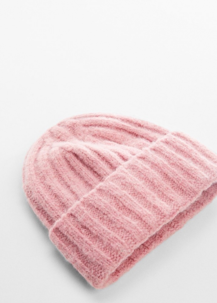 Mango Gorro canalé - Rosa pastel