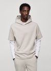Mango Sudadera manga corta capucha - Gris hielo