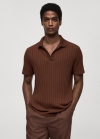 Mango Polo regular fit algodón canalé - Marrón