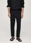 Mango Pantalón slim fit lino rayas diplomáticas - Negro