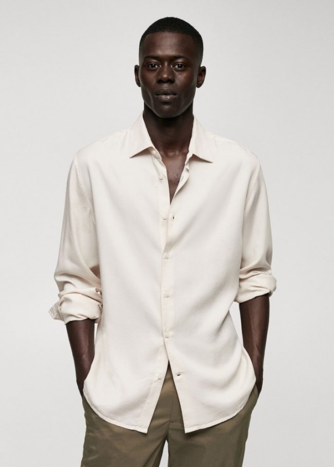Mango Camisa fluida lyocell - Gris