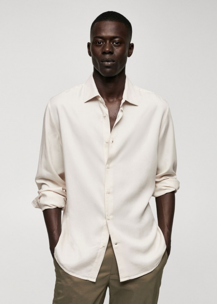 Mango Camisa fluida lyocell - Gris