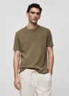 Mango Camiseta punto algodón - Oliva