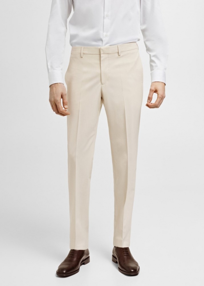Mango Pantalón traje París super slim fit - Crudo