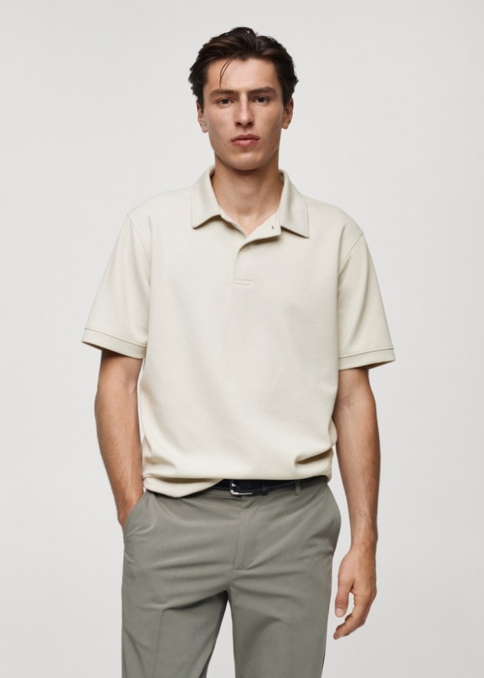 Mango Polo regular fit tejido sudadera - Gris hielo