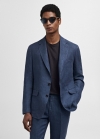 Mango Americana traje slim fit 100% lino espiga - Azul indigo