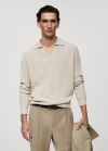Mango Polo punto canalé - Gris hielo