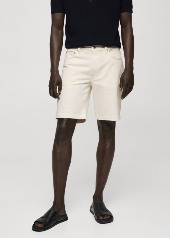Mango Bermudas vaquera regular fit - Blanco roto