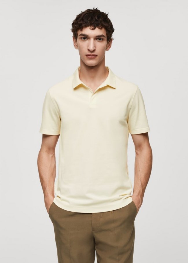 Mango Polo algodón piqué - Vainilla