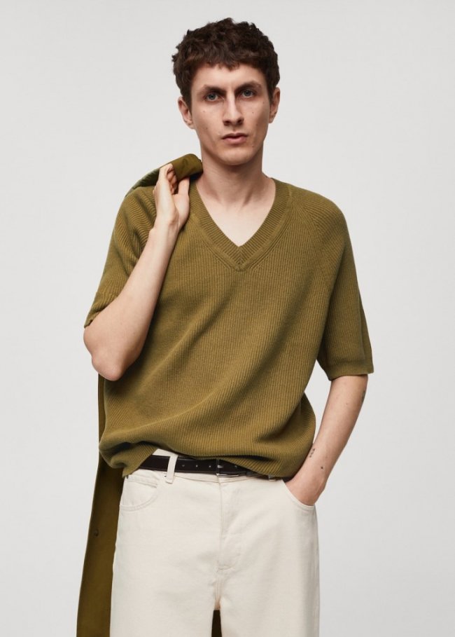 Mango Jersey punto relaxed fit - Oliva