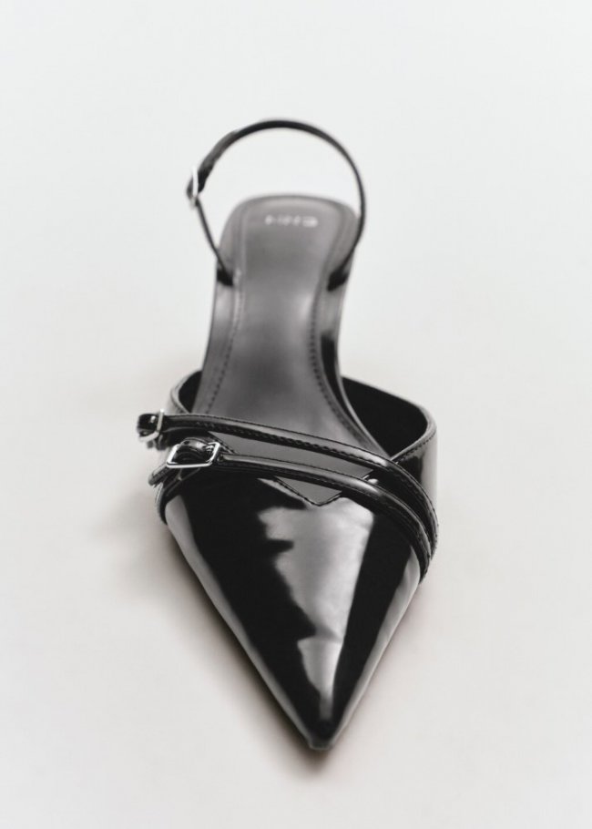Mango Zapato tacón destalonado hebillas - Negro