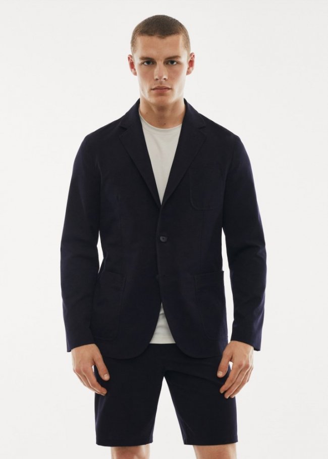 Mango Americana bolsillo water-repellent - Azul marino