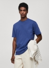 Mango Camiseta básica 100% algodón relaxed fit - Azul tinta