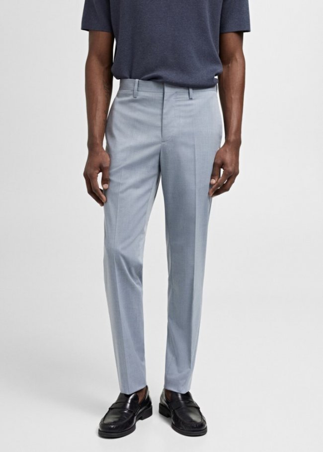 Mango Pantalón traje París super slim fit - Azul celeste
