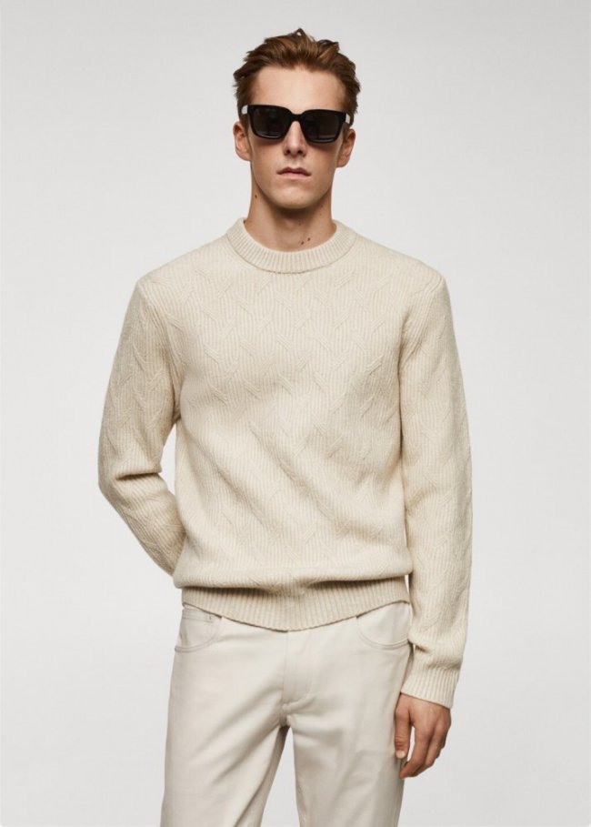 Mango Jersey punto trenzado - Gris claro/pastel