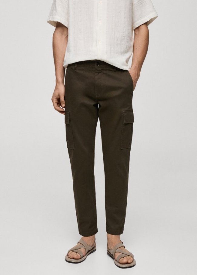 Mango Pantalón cargo algodón slim fit - Khaki