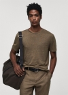 Mango Camiseta slim fit 100% lino - Khaki
