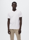 Mango Camiseta básica cuello pico - Blanco