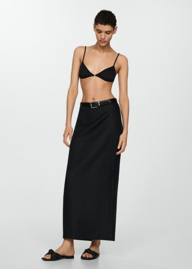 Mango Sandalia nudo punta cuadrada - Negro