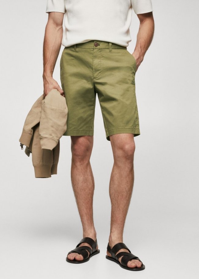 Mango Bermudas slim fit chino algodón - Khaki