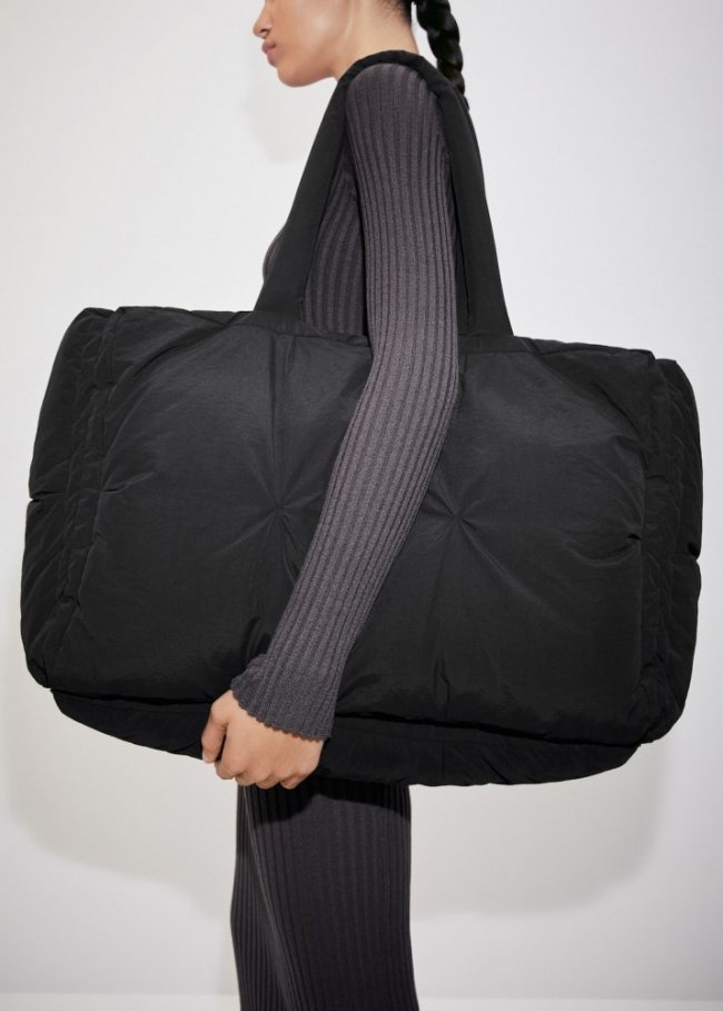 Mango Bolso shopper acolchado - Negro