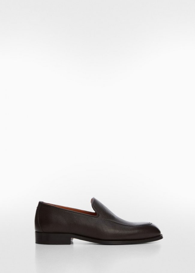 Mango Mocasín minimal piel abatanada - Marrón