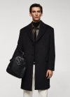 Mango Abrigo lana regular fit - Negro