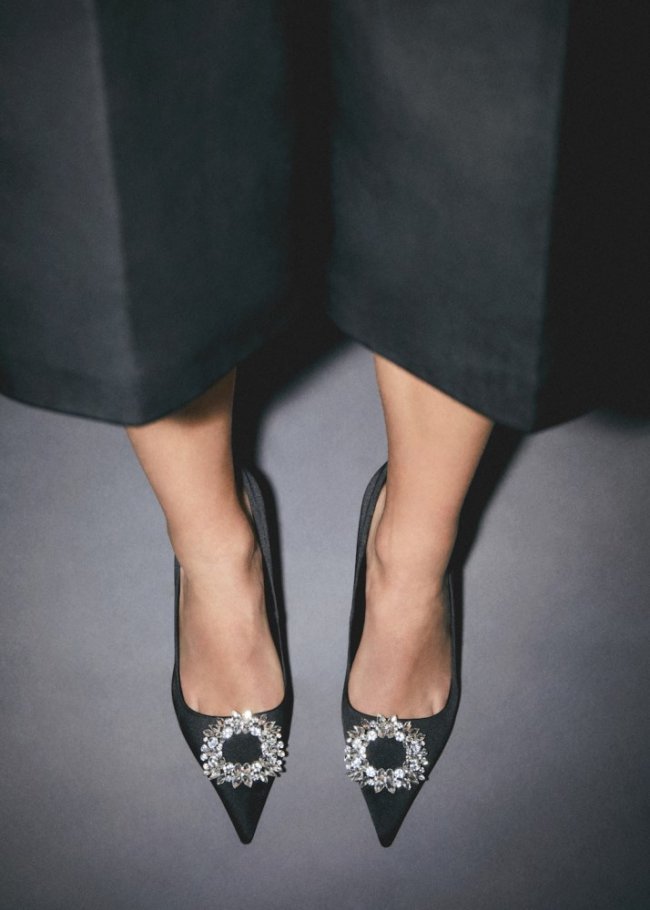 Mango Zapato tacón joya - Negro