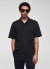 Mango Camisa algodón seersucker - Azul marino oscuro