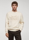 Mango Sudadera algodón detalle bordado - Blanco roto
