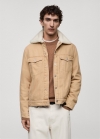 Mango Cazadora vaquera cuello borreguito - Beige