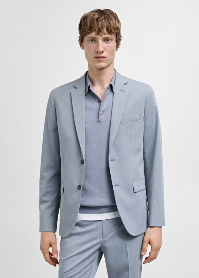 Mango Americana traje París super slim fit - Azul celeste