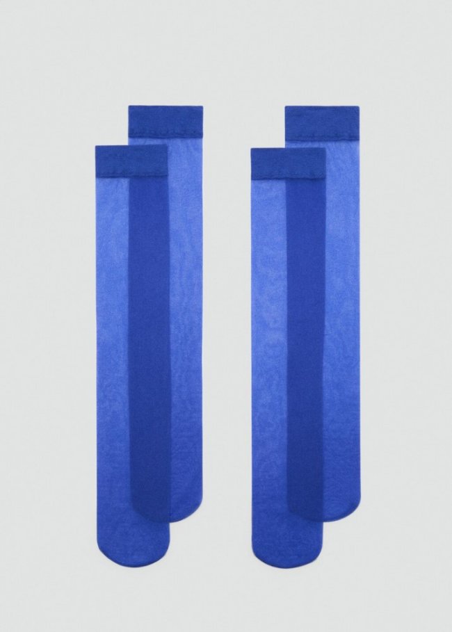 Mango Pack de 2 calcetines velados - Azul
