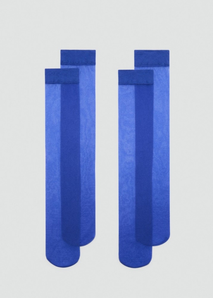 Mango Pack de 2 calcetines velados - Azul