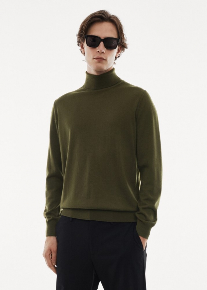 Mango Jersey 100% lana merino cuello alto - Khaki