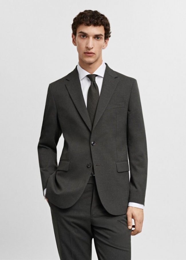 Mango Americana traje slim fit tejido comfort stretch - Verde