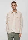 Mango Sobrecamisa twill algodón bolsillos - Blanco roto