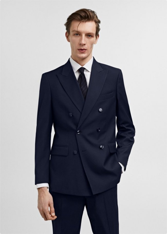 Mango Americana traje slim fit cruzada - Azul marino oscuro